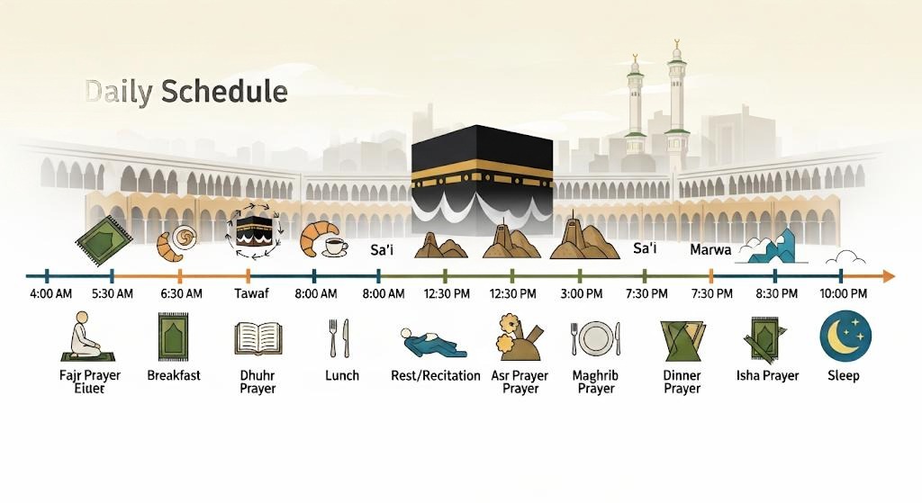 Suggested daily schedule during Umrah